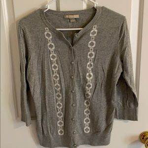 Banana Republic Gray Cardigan with White Accents